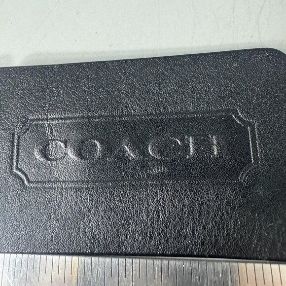 Coach Extra Large Black Leather Fob with Gold-tone Ball Chain - Picture 3 of 6